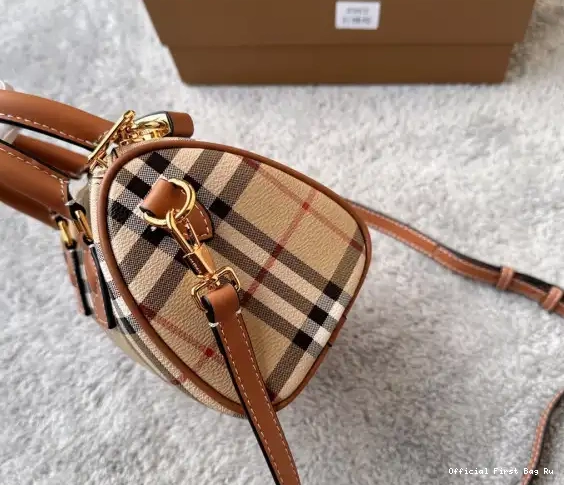 Official First Bag Ru Mini BURBERRY Bag-18.5*11*12CM Bowling Check 0516